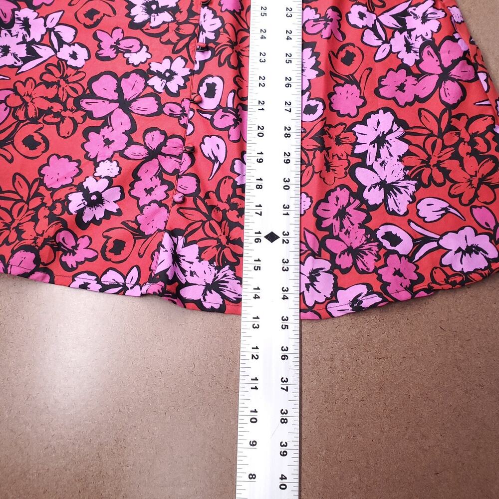Influence A-line Dress Sz 6 Red Floral Knee-Length Smock Half Sleeve Skater Mini - Picture 11 of 12